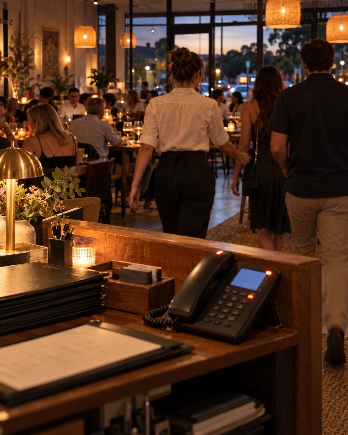 A busy restaurant during dinner service
